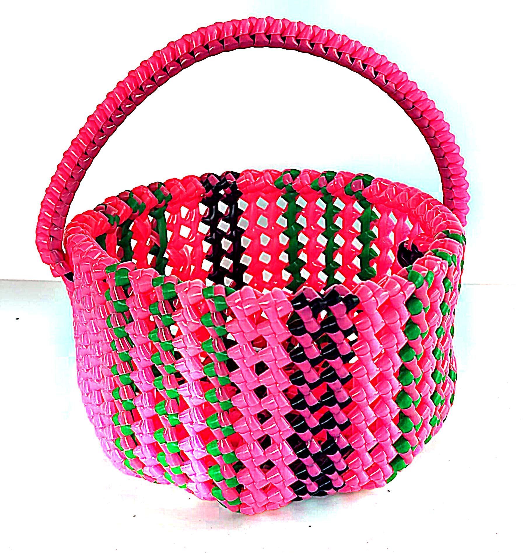 Handwoven Watermelon Pattern Market Basket