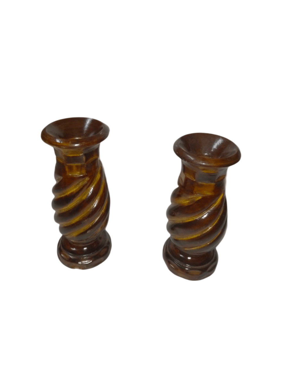 Set of 2 Decorative Wooden Flower Vases