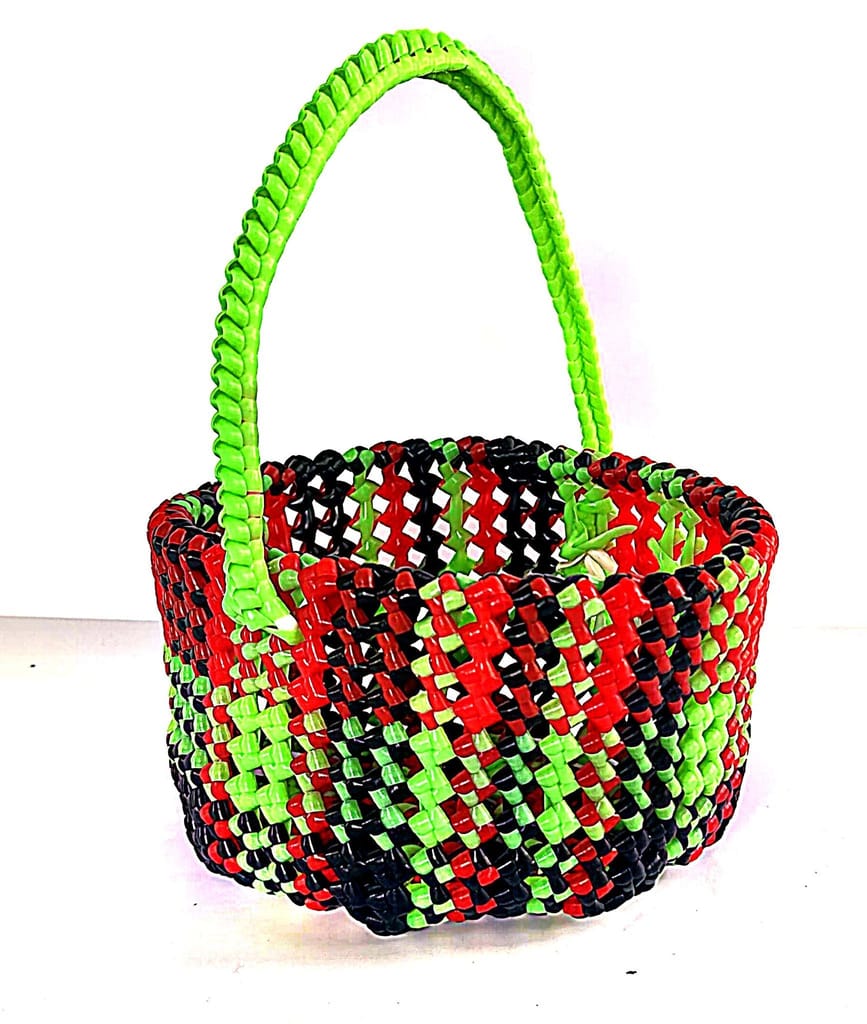 Handwoven Plastic Grocery temple Basket