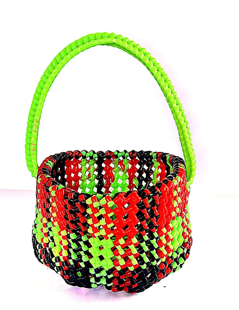 Handwoven Plastic Grocery temple Basket