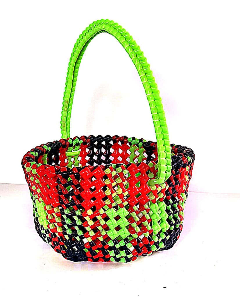 Handwoven Plastic Grocery temple Basket