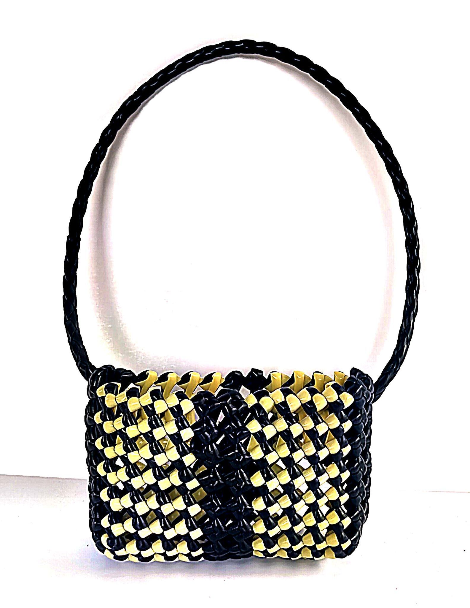 Black and Yellow Handwoven Basket