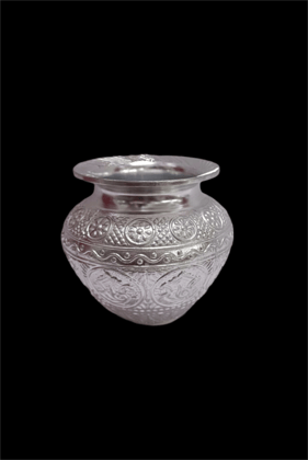 Silver-Plated  Kalash with Floral Etchings (4 inch)