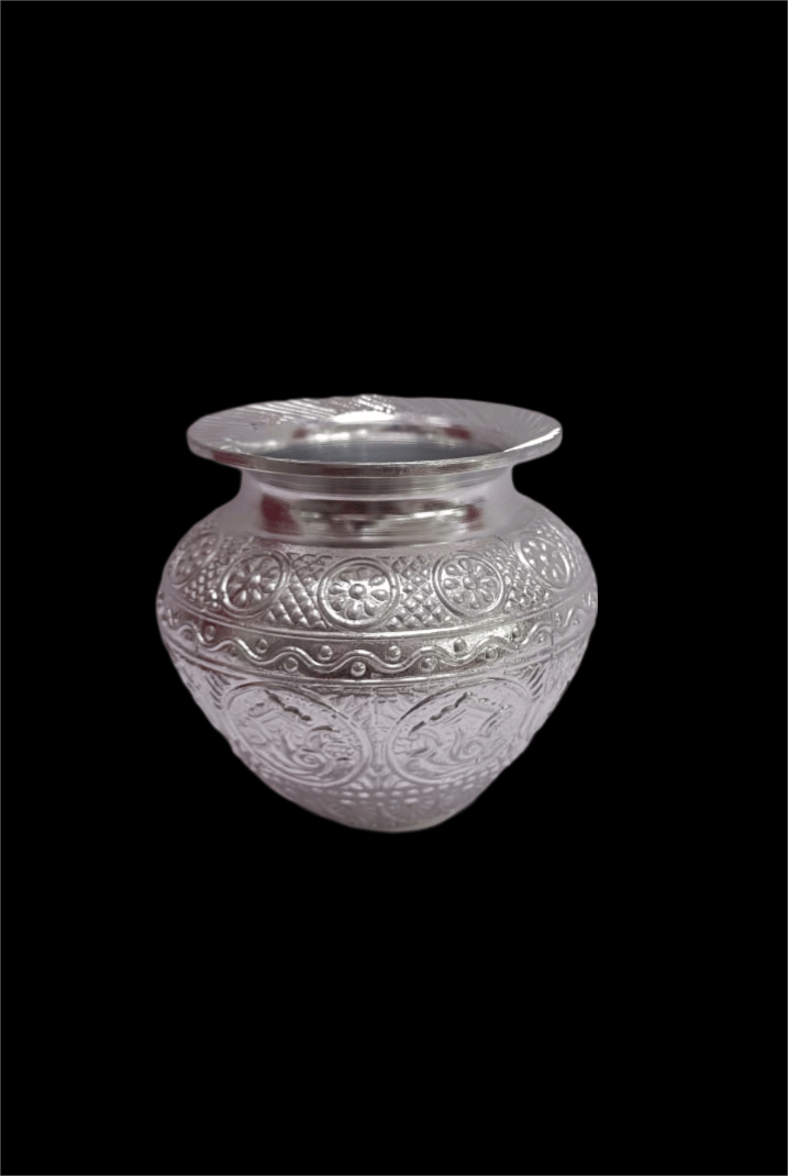 Silver-Plated  Kalash with Floral Etchings (4 inch)