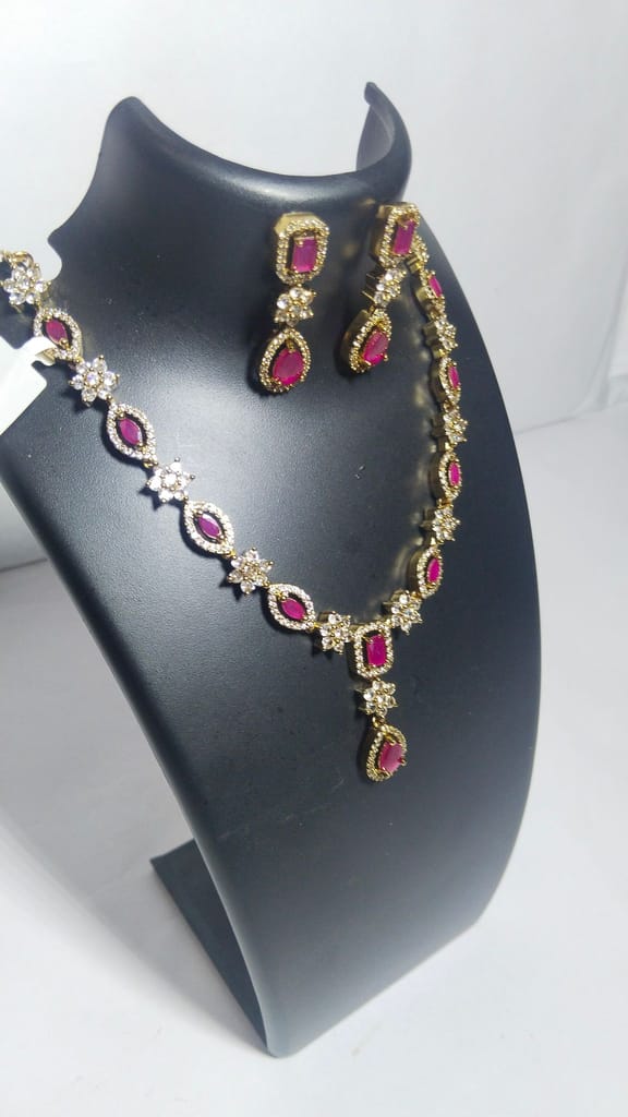 Ruby and Diamond Necklace Set in Gold