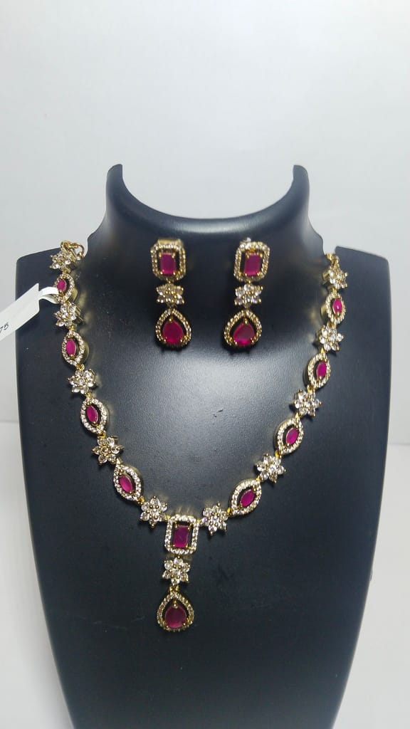 Ruby and Diamond Necklace Set in Gold