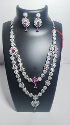 American Diamond Necklace Set With Earrings For Women