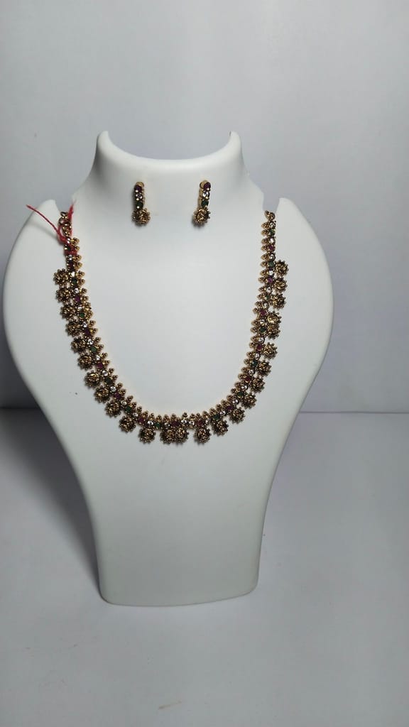 Bridal Gold Plated Necklace Set with Earrings for Women