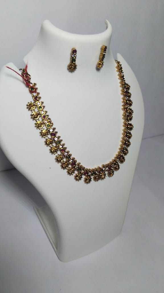 Bridal Gold Plated Necklace Set with Earrings for Women