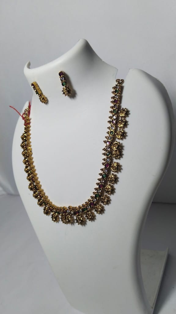 Bridal Gold Plated Necklace Set with Earrings for Women