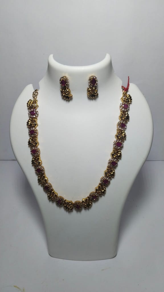American Diamond and Ruby Necklace Set