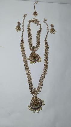 Bridal Gold Plated Temple Jewellery Set with Ruby Stones and Pearls Bridal Gold Plated Temple Jewellery Set with Ruby Stones and Pearls