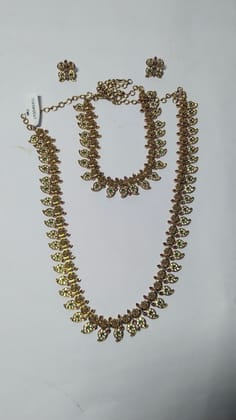 Gold Plated Traditional Indian Necklace Set with Earrings for Women