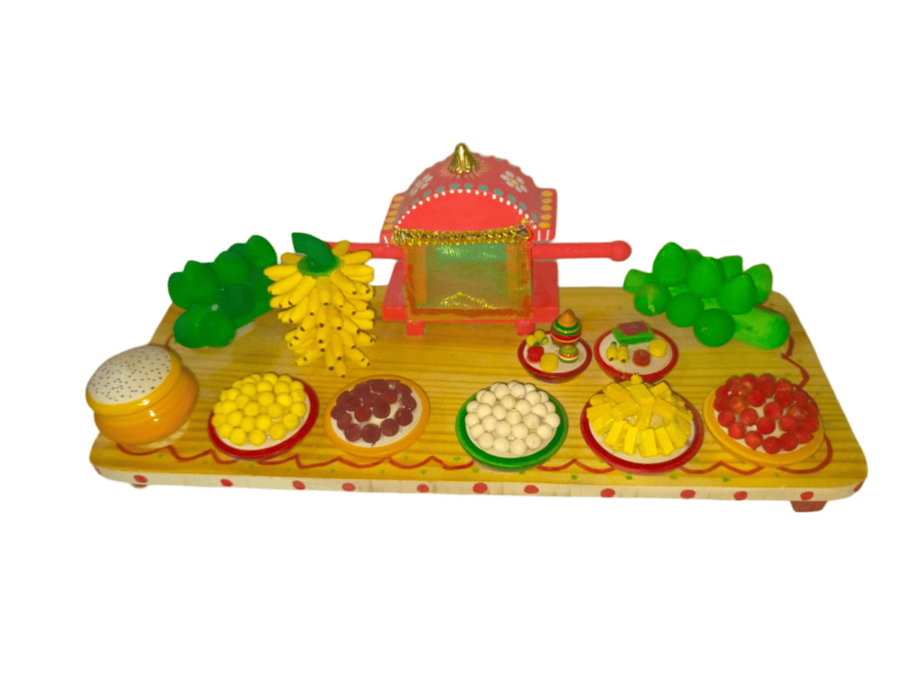 Etikoppaka Handmade Toys | Wooden Marriage Sari Samagri Setup/Marriage Décorative Item/Show Piece