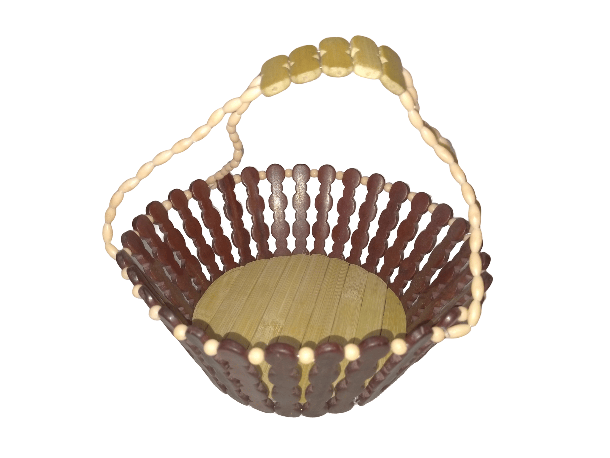Handcrafted Decorative Bamboo Basket with Handle