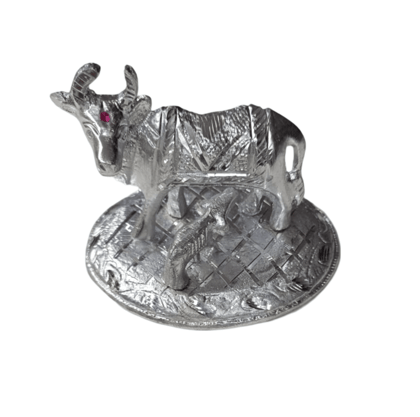German Silver Cow and Calf Statue