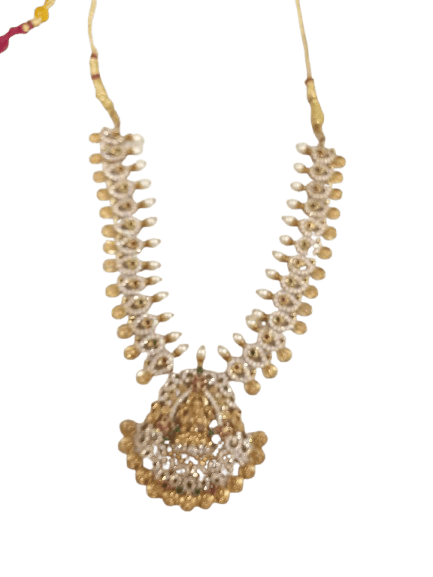 Delicate One Gram Gold-Plated Pearl Necklace with Intricate Pendant