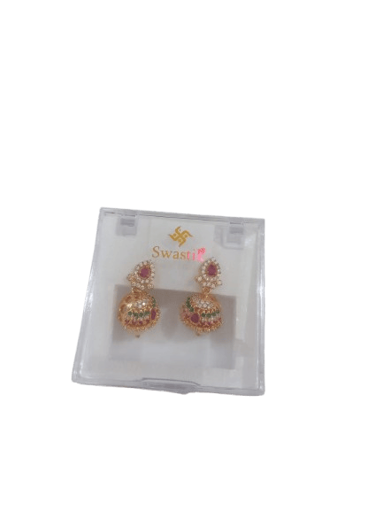 1 Gram Gold Plated Ruby and Pearl Jhumka Earrings - Earrings | Buy online on ZillyBuy