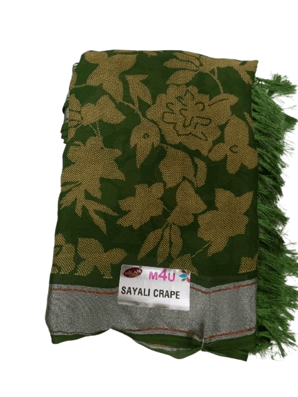 Green Floral Sayali Crape Saree With Blouse Piece - Sarees | Buy online on ZillyBuy