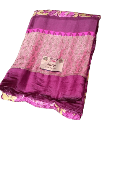 Magenta and Yellow Floral Georgette Saree
