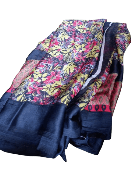 Floral Printed Georgette Saree With Blouse Piece - Sarees | Buy online on ZillyBuy