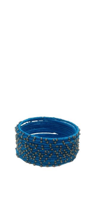 Blue Silk Thread Bangles with Golden Beads - Bangles & Bracelets | Buy online on ZillyBuy