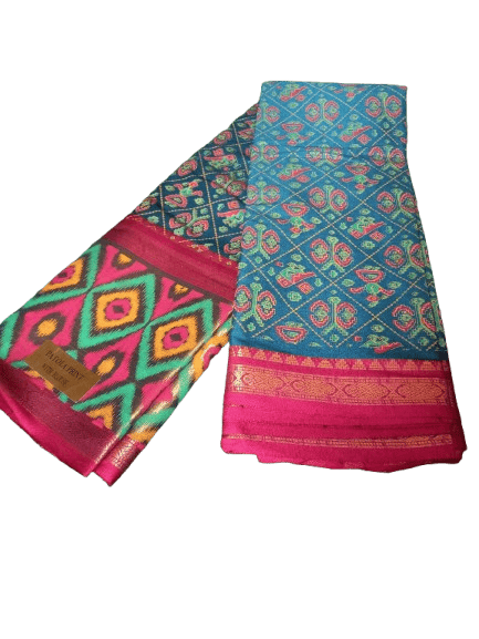 Blue and Green Silk Saree with Blouse Piece - Sarees | Buy online on ZillyBuy