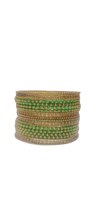 Gold and Green Glass Bangle Set - Bangles & Bracelets | Buy online on ZillyBuy