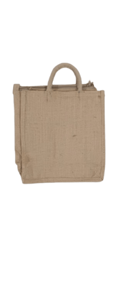 Jute tote bag with zipper closure