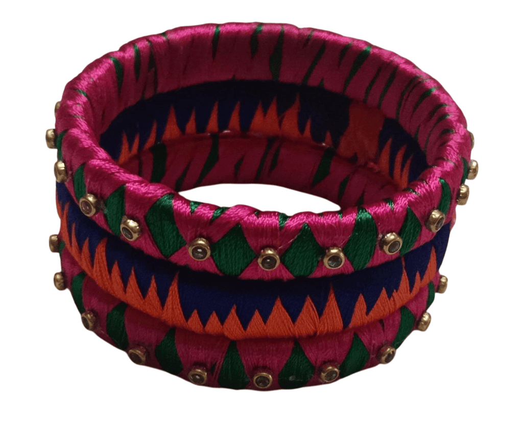 Designer Silk Thread Bangles Set of 3 - Bangles & Bracelets | Buy online on ZillyBuy