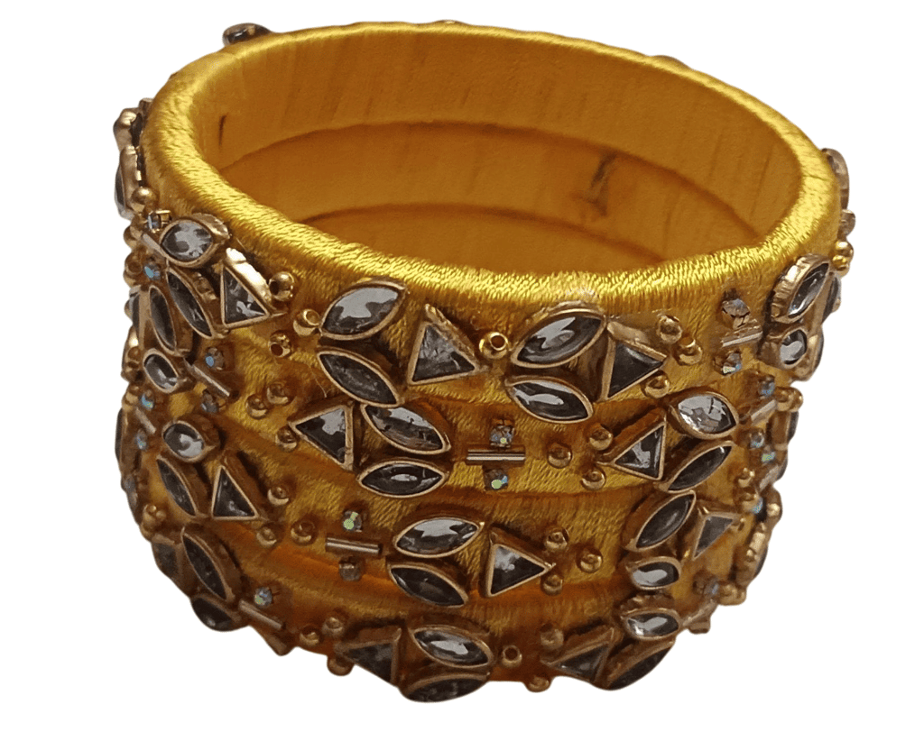 Designer Silk Thread Bangles studded with Kundan and Beads - Bangles & Bracelets | Buy online on ZillyBuy