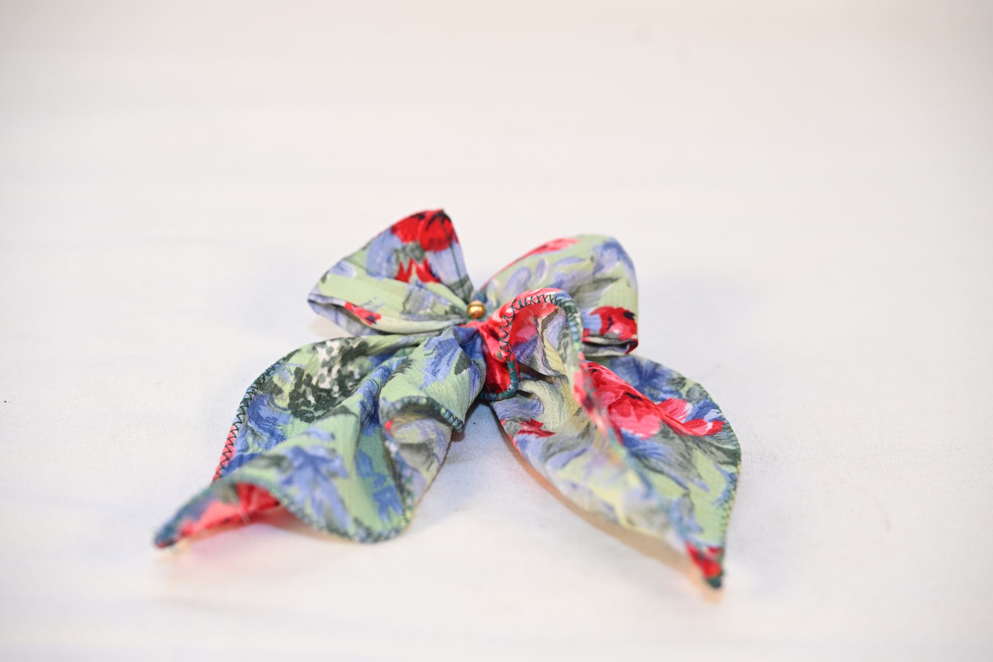 Red and Green Floral Bow Hair band