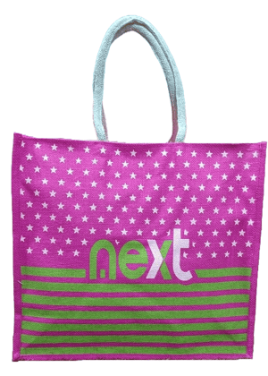 NEXT Pink Stars Jute Tote Bag NEXT Pink Stars Jute Tote Bag