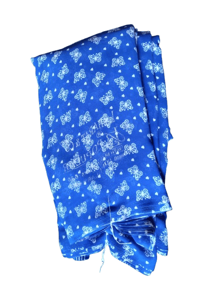Blue Butterfly Georgette Saree With Blouse Piece - Sarees | Buy online on ZillyBuy