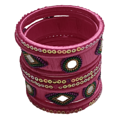 Pink and Purple Bangle Set with Rhinestones