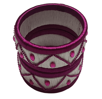 Beautiful Silk Thread Bangles With Stone Work - 2-4 size
