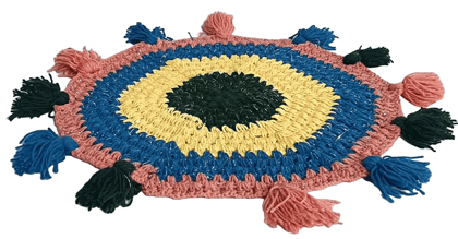 Handmade Crochet Cotton Rug with Tassels