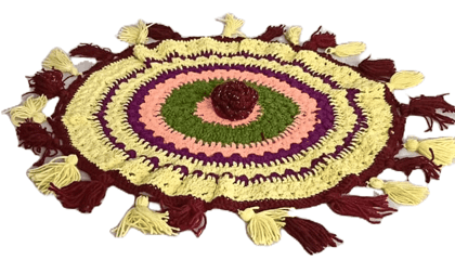 Handmade Crochet Round Rug with Tassels
