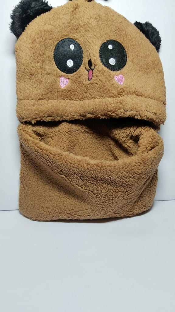 Cute Cartoon Panda Ear Hooded Scarf for Kids