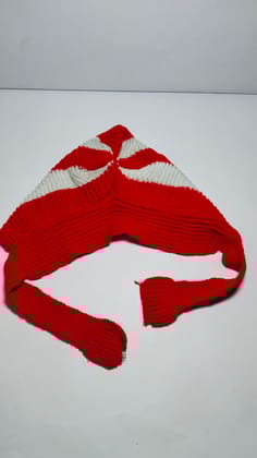 Unisex Red and White Striped Knitted Hat