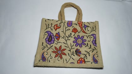 Floral Print Jute Bag
