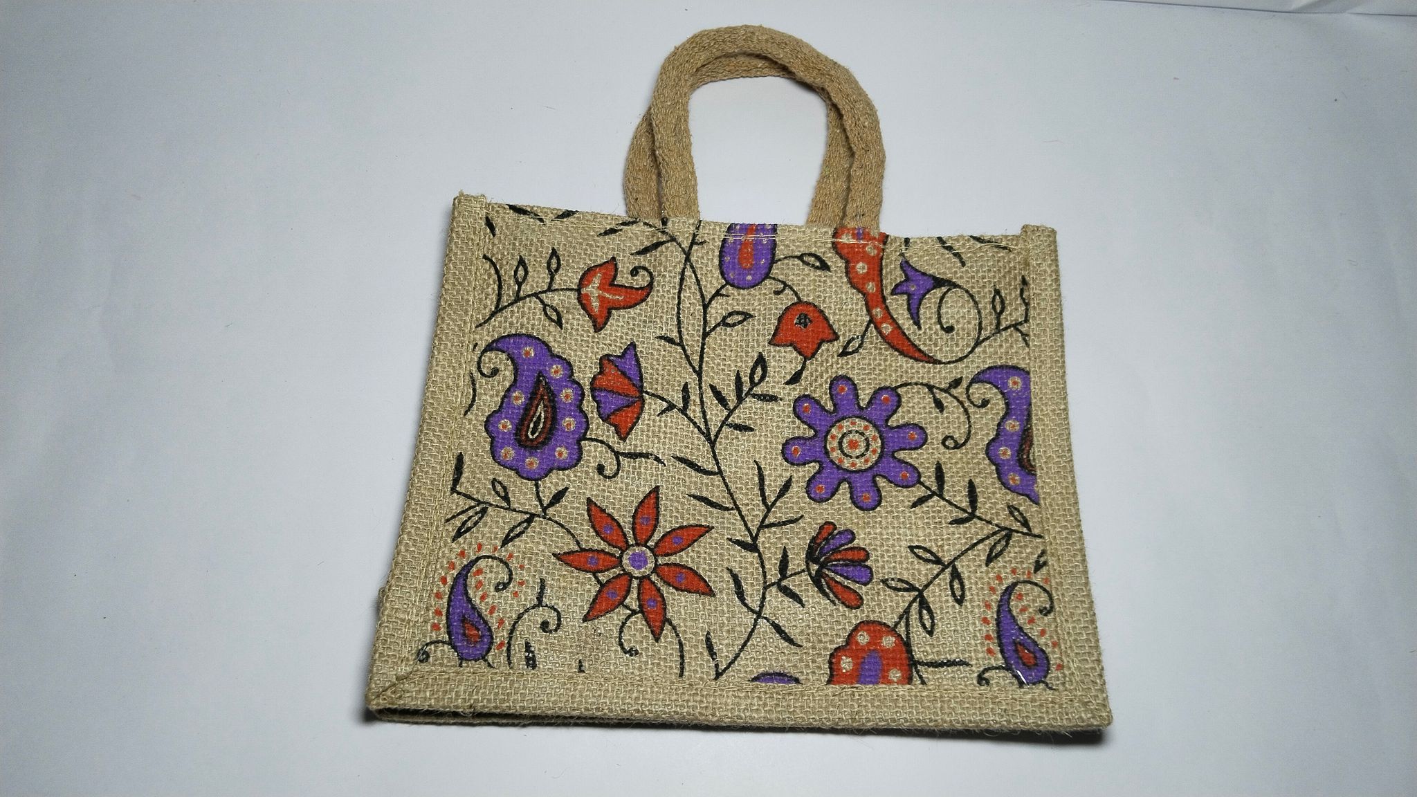 Floral Print Jute Bag