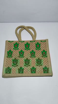 Handcrafted Jute Bag with Floral Prints Handcrafted Jute Bag with Floral Prints