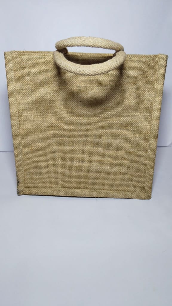 Jute Tote Bag with Colorful Patchwork Design