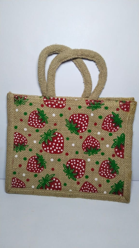Strawberry Fields Forever Handwoven Jute Tote Bag