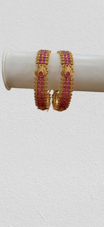 Stunning Pink Stone Bangle Set - Bangles & Bracelets | Buy online on ZillyBuy