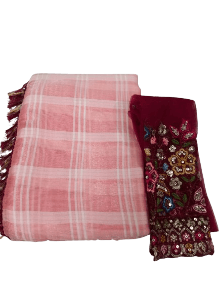 Blouse piece with gaji silk cotton running material  5.5 meters with combined blouse - Sarees | Buy online on ZillyBuy