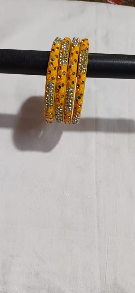 Yellow and White Rhinestone Bangle Set - Bangles & Bracelets | Buy online on ZillyBuy