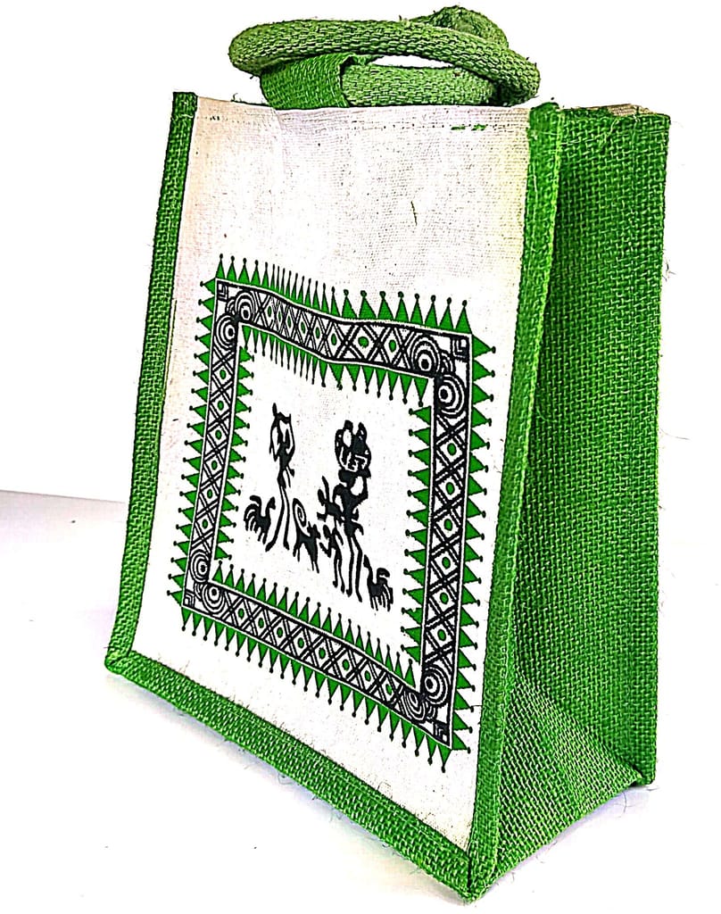 Handmade Jute Bag with Traditional Indian Warli Painting