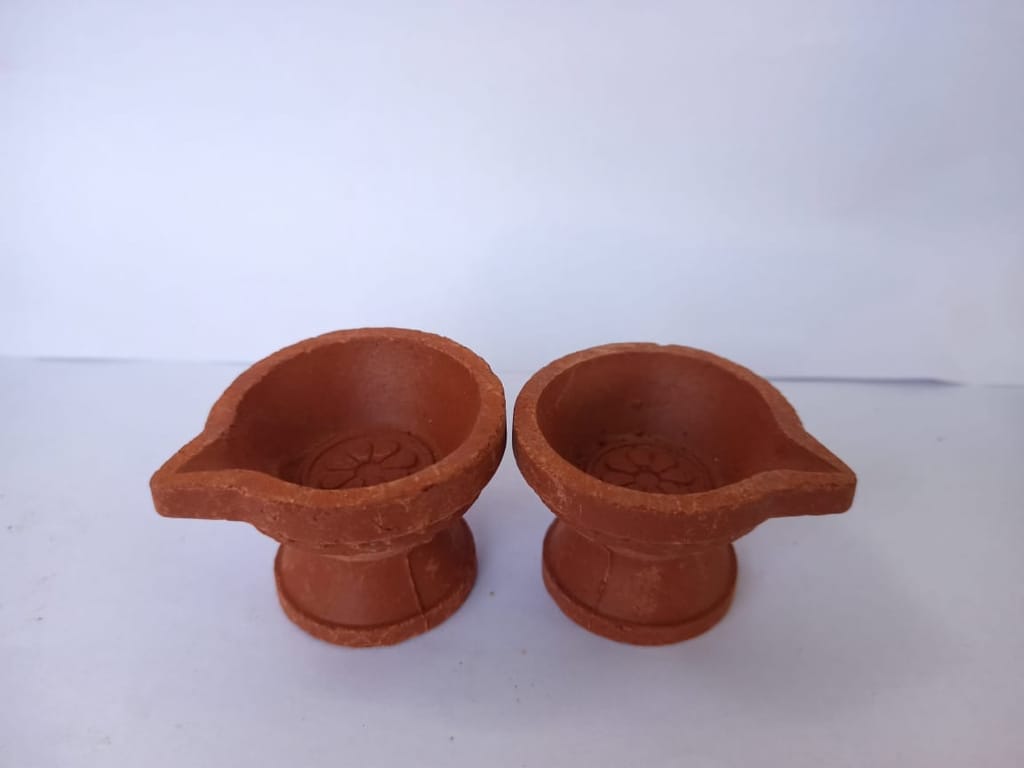 Handmade Clay Diya Set of 2 for Diwali Decoration - Pooja Needs | Buy online on ZillyBuy